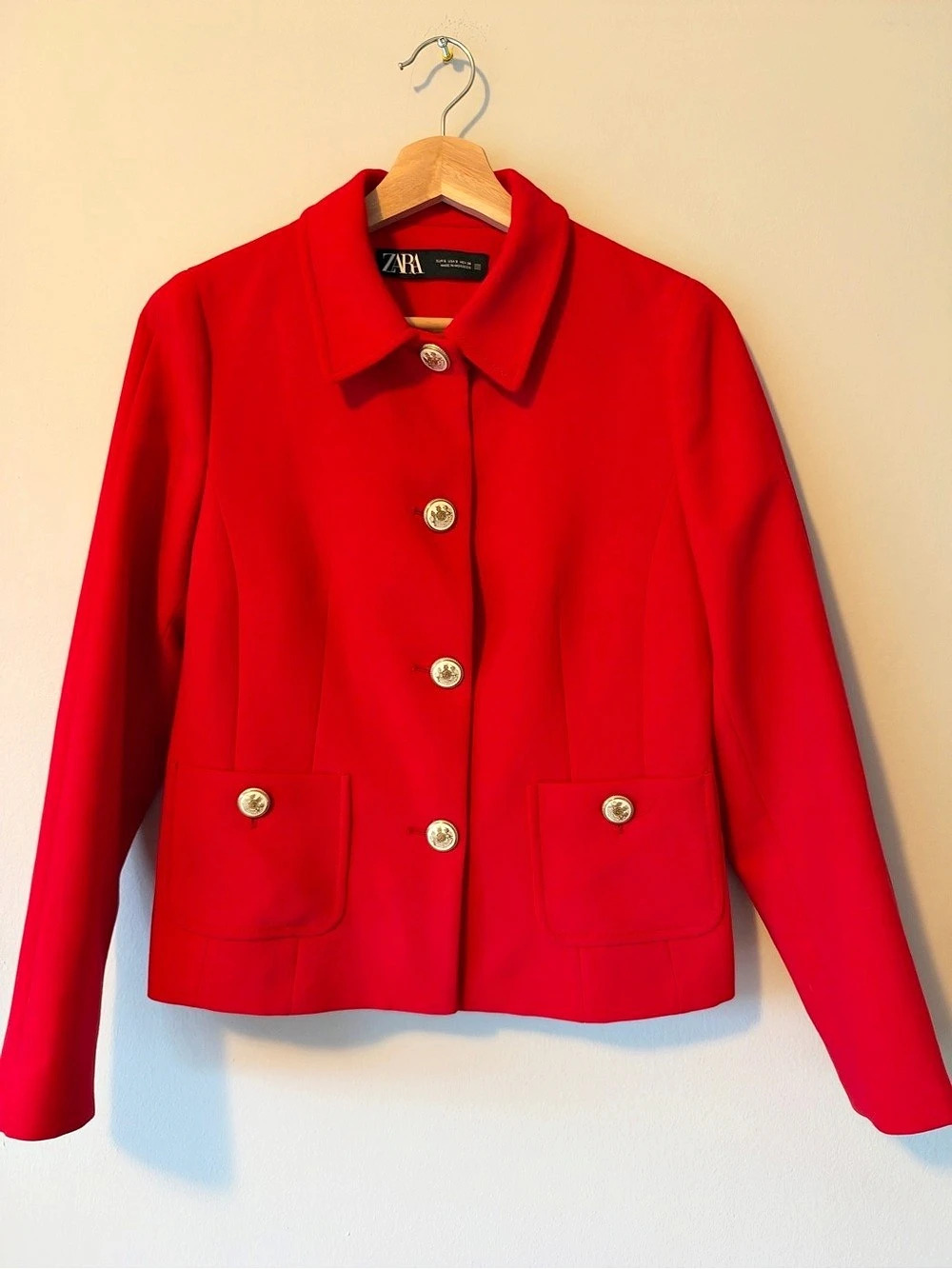 ZARA Red Button Front Blazer Like New